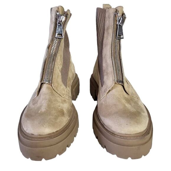 Steven by Steve Madden Aliyah Font Zip Tan Combat Boots Size 8.5 - Picture 4 of 12